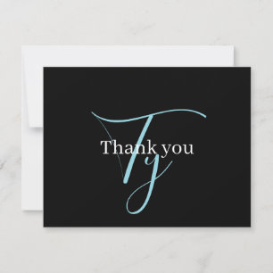 Carte De Remerciements Monographie de script cursive modifiable noir bleu
