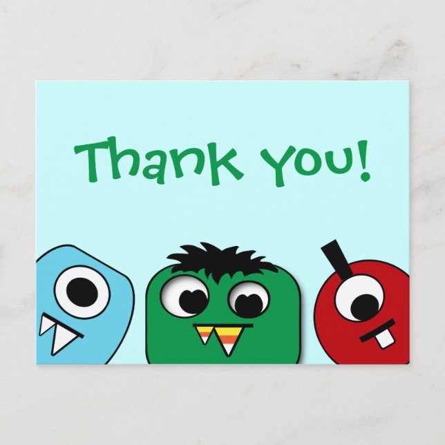 Carte de remerciements Monster Kids (Devant)