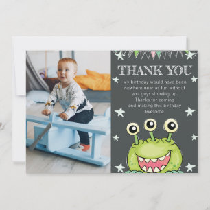 Carte De Remerciements Monster Thème Photo Anniversaire