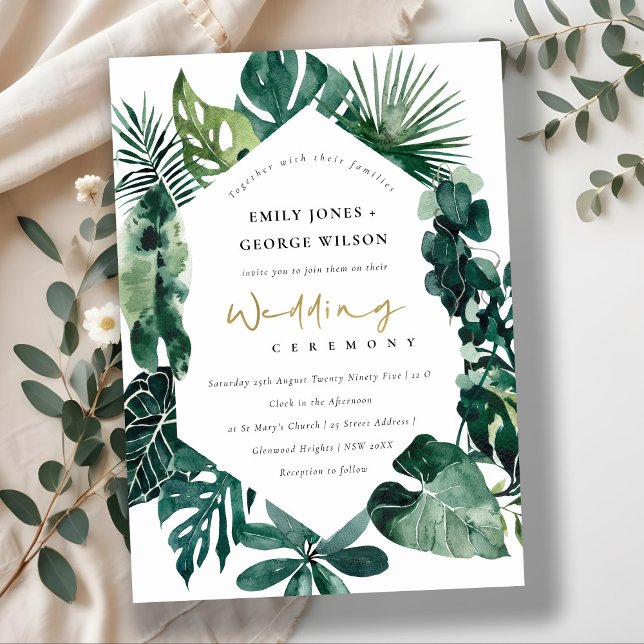 Carte De Remerciements Monstera Tropical Green Hexagonal Wedding Invitati (Créateur téléchargé)