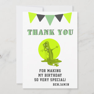 Carte De Remerciements Monstre de Slime Vert Anniversaire Drôle