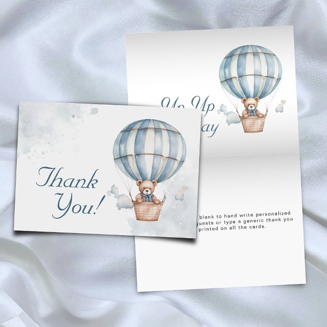 Carte De Remerciements Montez et partez ! Baby shower de ballon Teddy Bea (Créateur téléchargé)