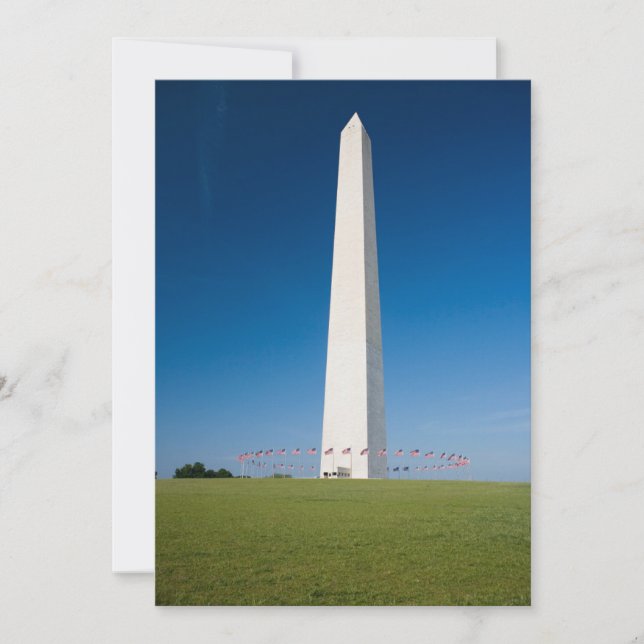 Carte De Remerciements Monuments | Washington Monument with Flags (Devant)