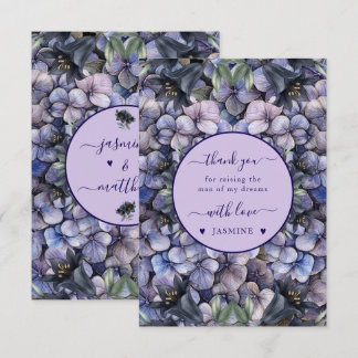 Carte De Remerciements Moody Black Floral Classic Husband Mother Wedding