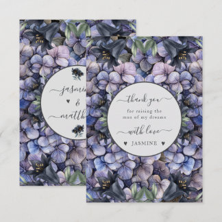 Carte De Remerciements Moody Black Floral Classic Husband Mother Wedding