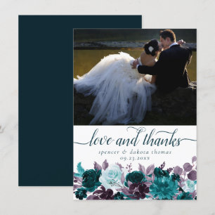 Carte De Remerciements Moody Boho   Turquoise Turquoise Purple Photo Love