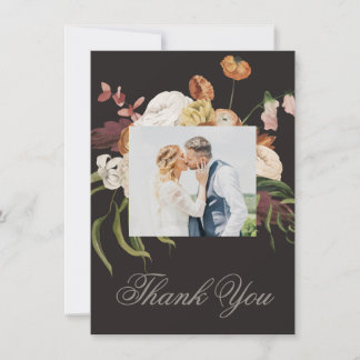 Carte De Remerciements Moody Floral Wedding Thank You Card