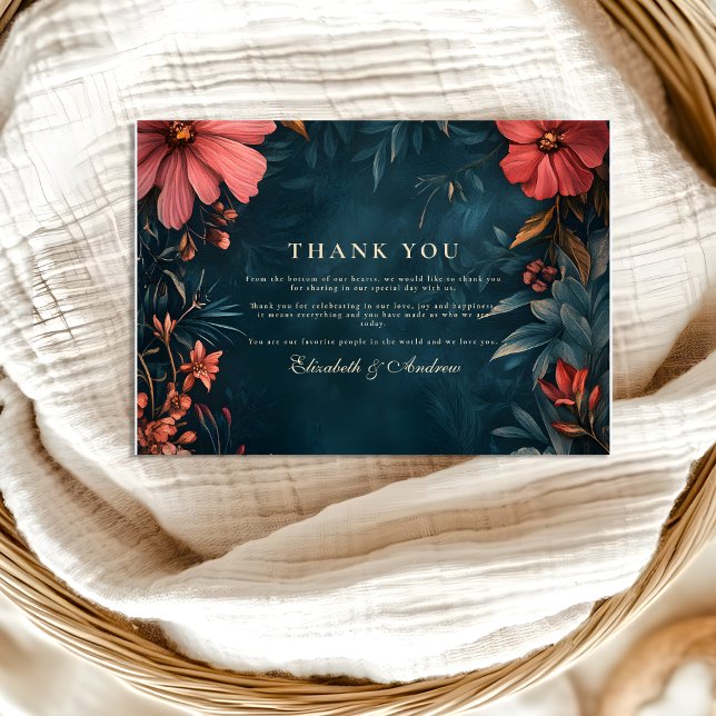 Carte De Remerciements Moody Victorian Floral Mariage (Créateur téléchargé)