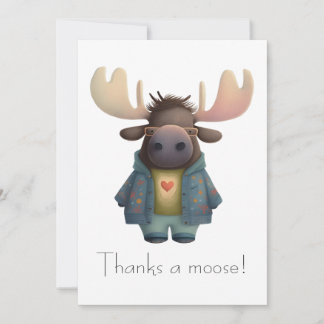 Carte De Remerciements Moose cool en Veste et lunettes fantaisie
