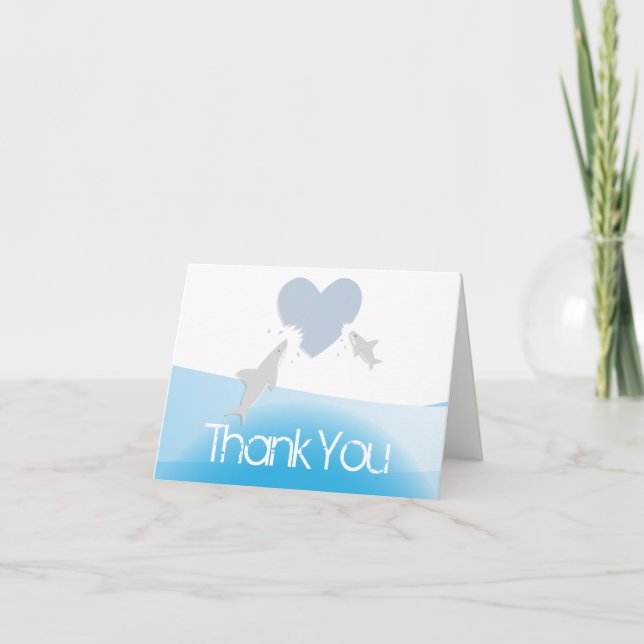 Carte De Remerciements Morsures cardiaques et requins | BABY SHOWER (Devant)