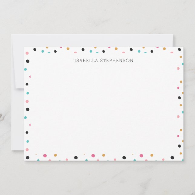 Carte De Remerciements Motif à pois colorés personnalisé avec un nom mign (Devant)
