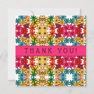 Carte De Remerciements Motif abstrait de kaléidoscope de flower power
