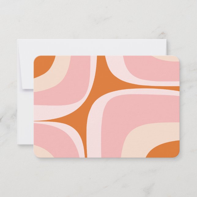 Carte De Remerciements Motif Abstrait rétro Groove rose et orange (Devant)