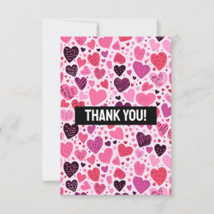Carte De Remerciements Motif Coeur rose Fille Feminine