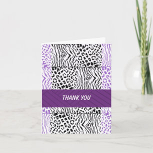 Carte De Remerciements Motif d'animal sauvage violet et noir