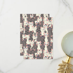Carte De Remerciements Motif de chats blancs et gris