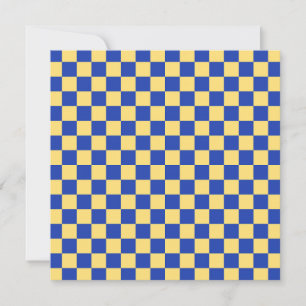 Carte De Remerciements Motif de damier jaune beurre et bleu