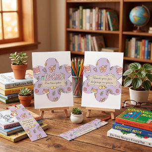Carte De Remerciements Motif de fournitures scolaires pour enseignant vio