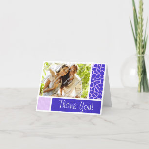 Carte De Remerciements Motif de girafe violet