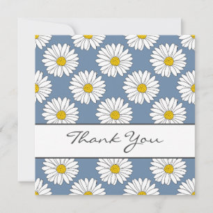 Carte De Remerciements Motif de marguerite bleu jaune