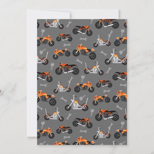 Carte De Remerciements Motif de moto Cadeau de motard Outils Gris Orange (Devant)