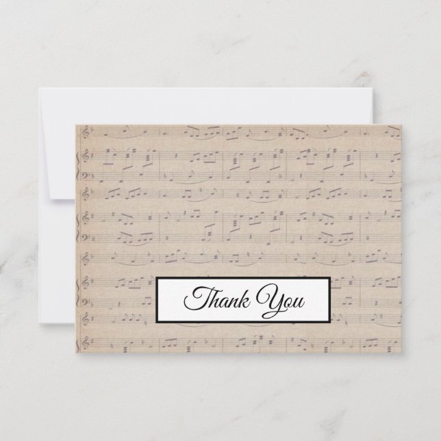Carte De Remerciements Motif de note de musique Thème musical Musicien    (Devant)