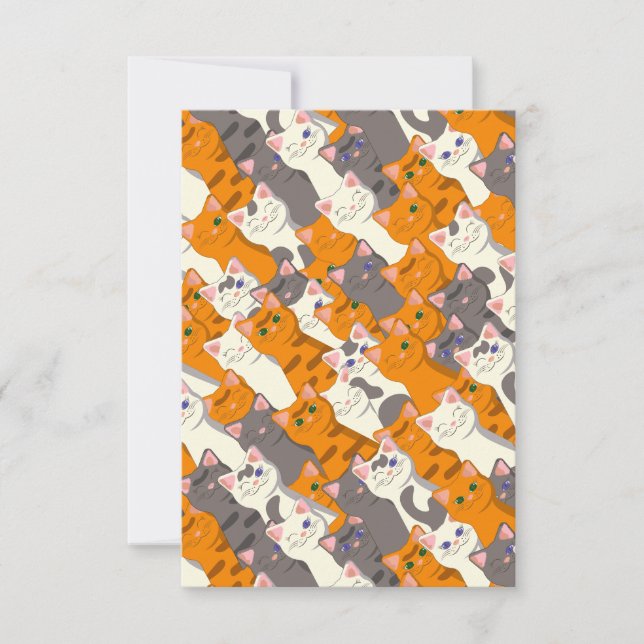 Carte De Remerciements Motif en diagonale du chat noir blanc gingembre (Devant)