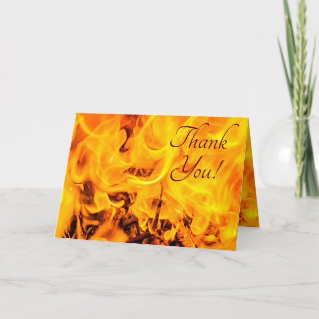 Carte De Remerciements Motif Feu Et Flames (Devant)