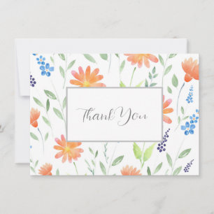 Carte De Remerciements Motif Fleur sauvage d'aquarelle