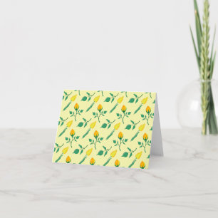Carte De Remerciements Motif floral avec rose jaune et fleurs de tulipe