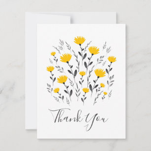 Carte De Remerciements Motif floral gris-jaune moderne