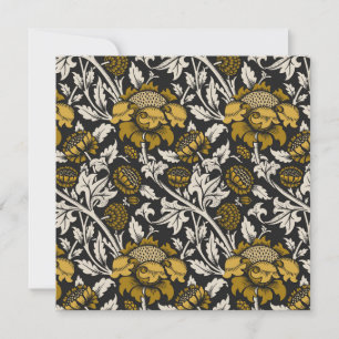 Carte De Remerciements Motif floral orné avec de grandes fleurs dorées