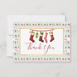 Carte De Remerciements Motif moche de Noël avec les bas