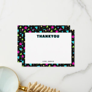 Carte De Remerciements Motif néon funky Memphis Fête d'anniversaire rétro