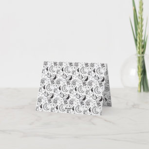 Carte De Remerciements Motif noir et blanc Paisley - Art textile élégant