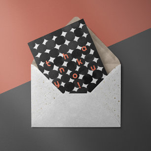 Carte de remerciements motif point noir et blanc