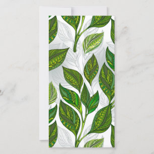 Carte De Remerciements Motif sans couture avec Feuilles de thé vert