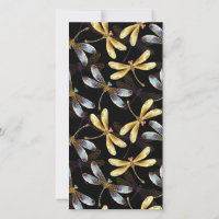 Motif sans couture avec libellules d'or