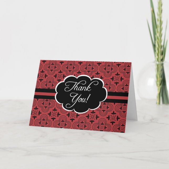 Carte de remerciements Motif Vintage rouge (Devant)