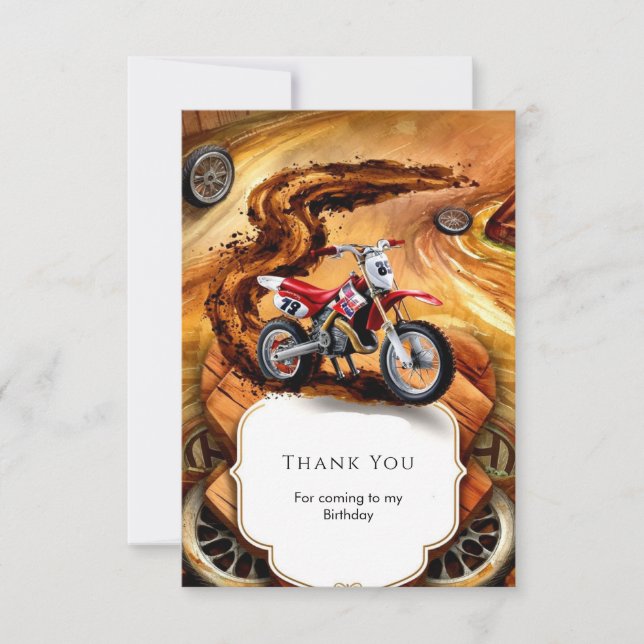 Carte De Remerciements Moto Fantaisiste Simple Anniversaire (Devant)