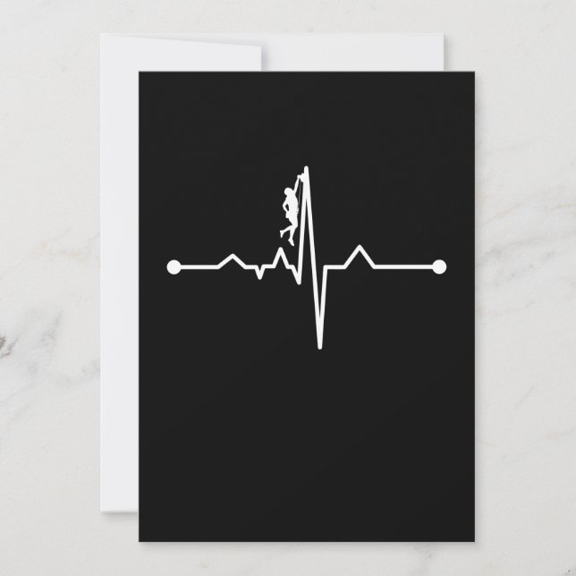 Carte De Remerciements Mountain Climber Heartbeat Rock Climbing Lover Gra (Devant)