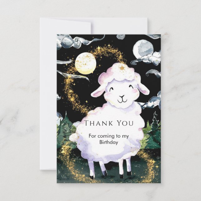 Carte De Remerciements Moutons Enchantés Pastel pour un Anniversaire (Devant)