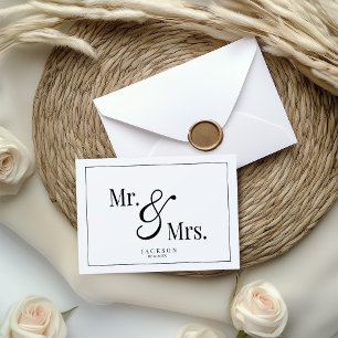 Carte De Remerciements Mr & Mrs Scripty Black & White
