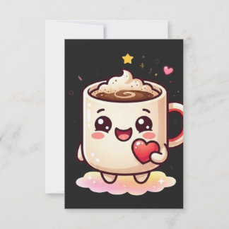 Carte De Remerciements Mug Chocolat Chaud Mignon Kawaii avec Vecteur de C