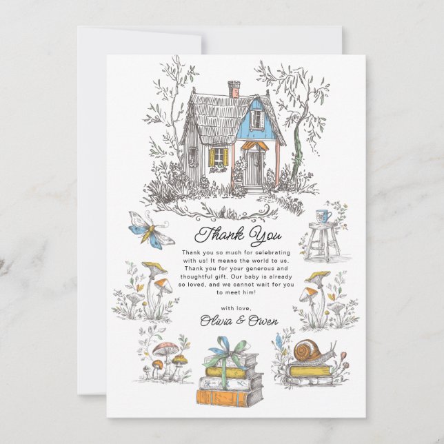Carte De Remerciements Mushroom Woodland Baby Shower (Devant)