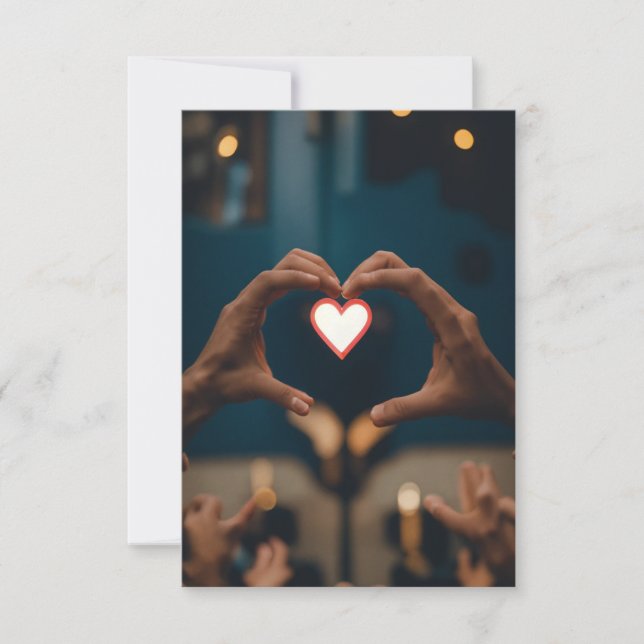 Carte De Remerciements musiciens encadrant leur coeur de leurs mains (Devant)
