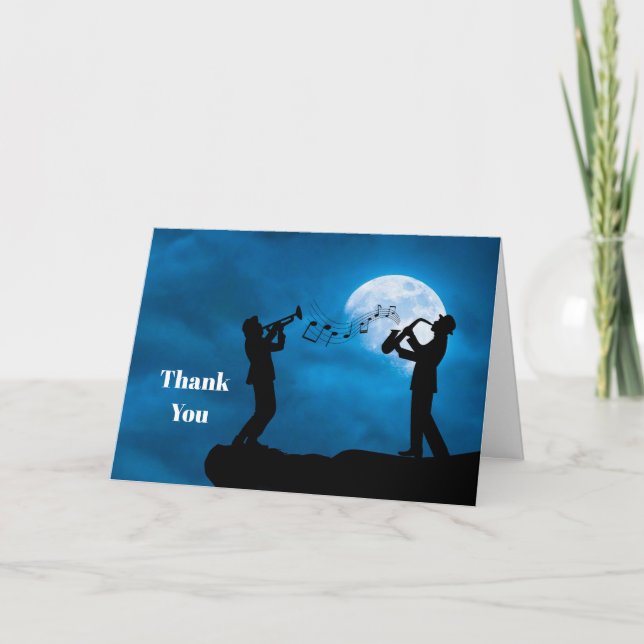 Carte De Remerciements Musiciens Pleine lune Silhouette (Devant)