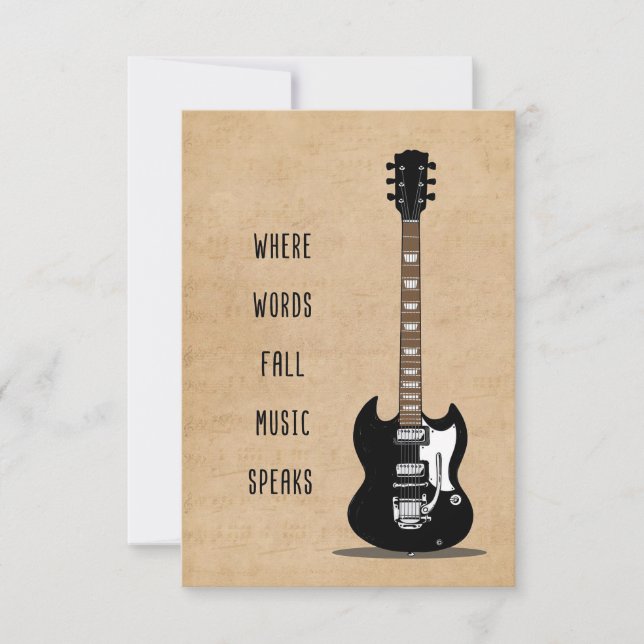 Carte De Remerciements Musique Art Où Les Mots Chute Musique Parle (Devant)