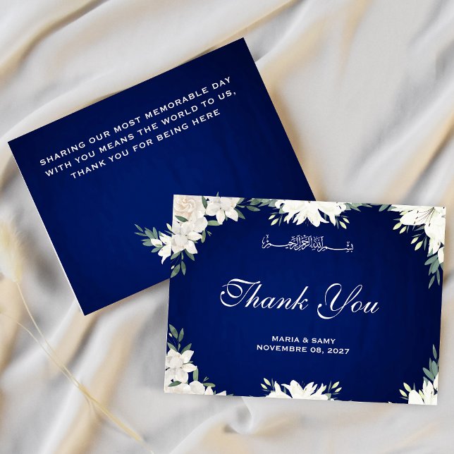 Carte De Remerciements Musulman chic bleu mariage (Créateur téléchargé)