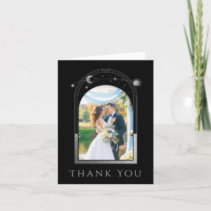 Carte De Remerciements Mystic Black Silver Sun Moon Stars Photo Mariage